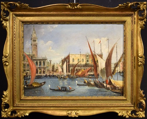 Venise, bassin de Saint-Marc - école vénitienne de la fin du 18e siècle - Tableaux et dessins Style Louis XVI